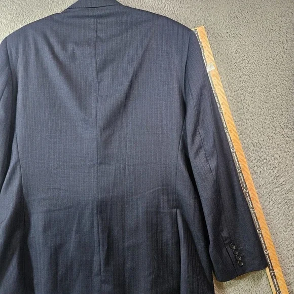 Charles Tyrwhitt 44R Slim‎ Fit Wool Suit Blazer Men Super 100's Navy Pinstriped